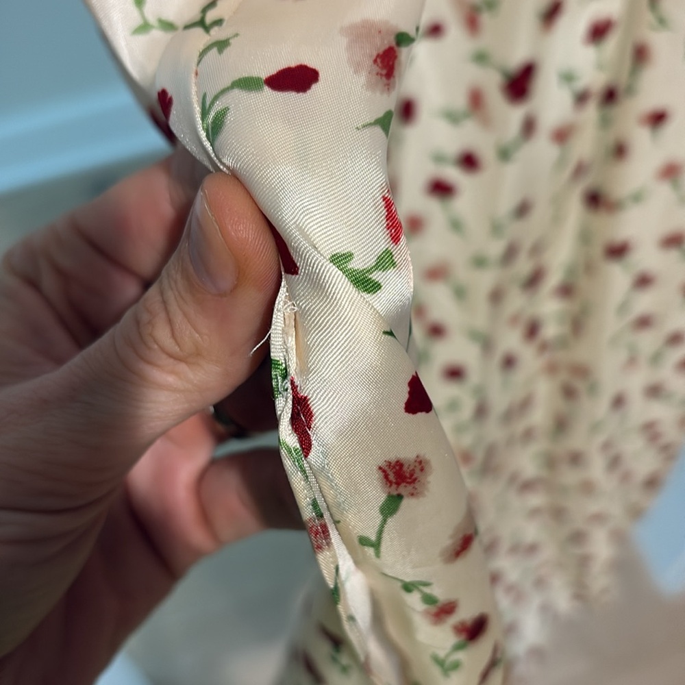 KHAITE Cream Slip Dress with Red Floral Print - Picture 9 of 10